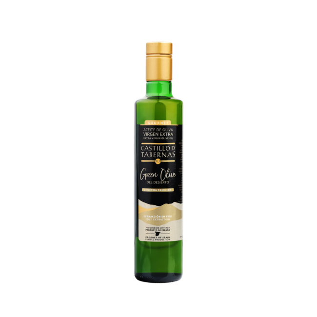 Aceite de oliva virgen extra Green olive del Desierto Botella 500ml Caja 6 unidades “CASTILLO DE TABERNAS”