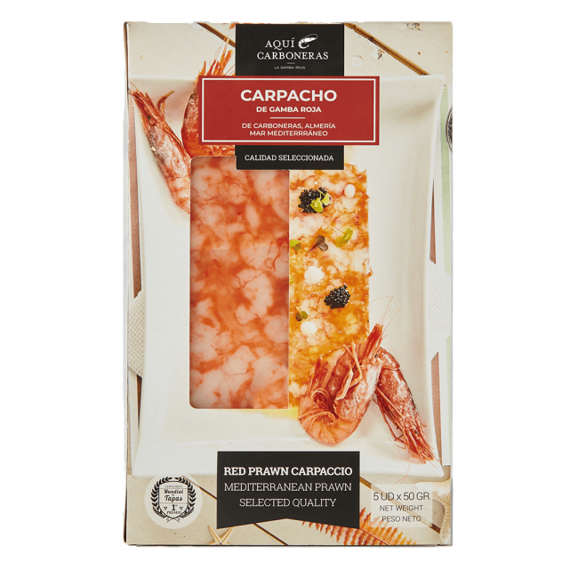 Carpaccio de Gamba Roja Aquí Carboneras